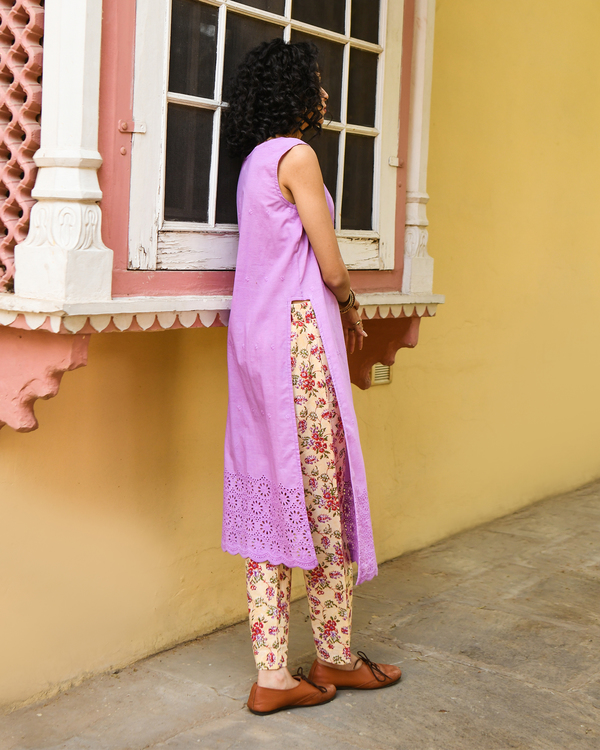 Lavender straight-cut kurta  1