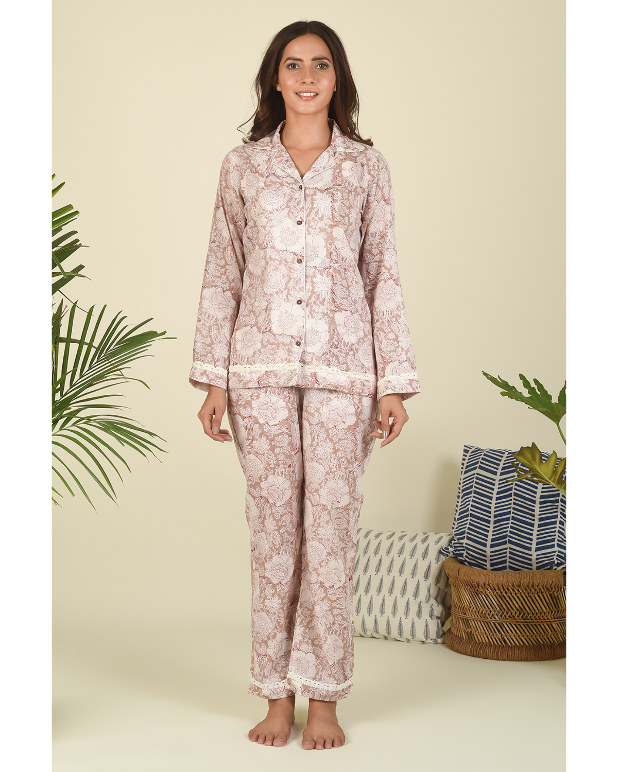 Buy Fuchsia Linen Collared Shirt And Trouser Coord Online  FableStreet