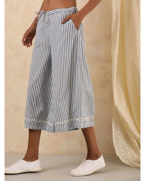 Blue and white pinstripe cotton pants 2