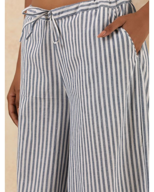 Blue and white pinstripe cotton pants 1