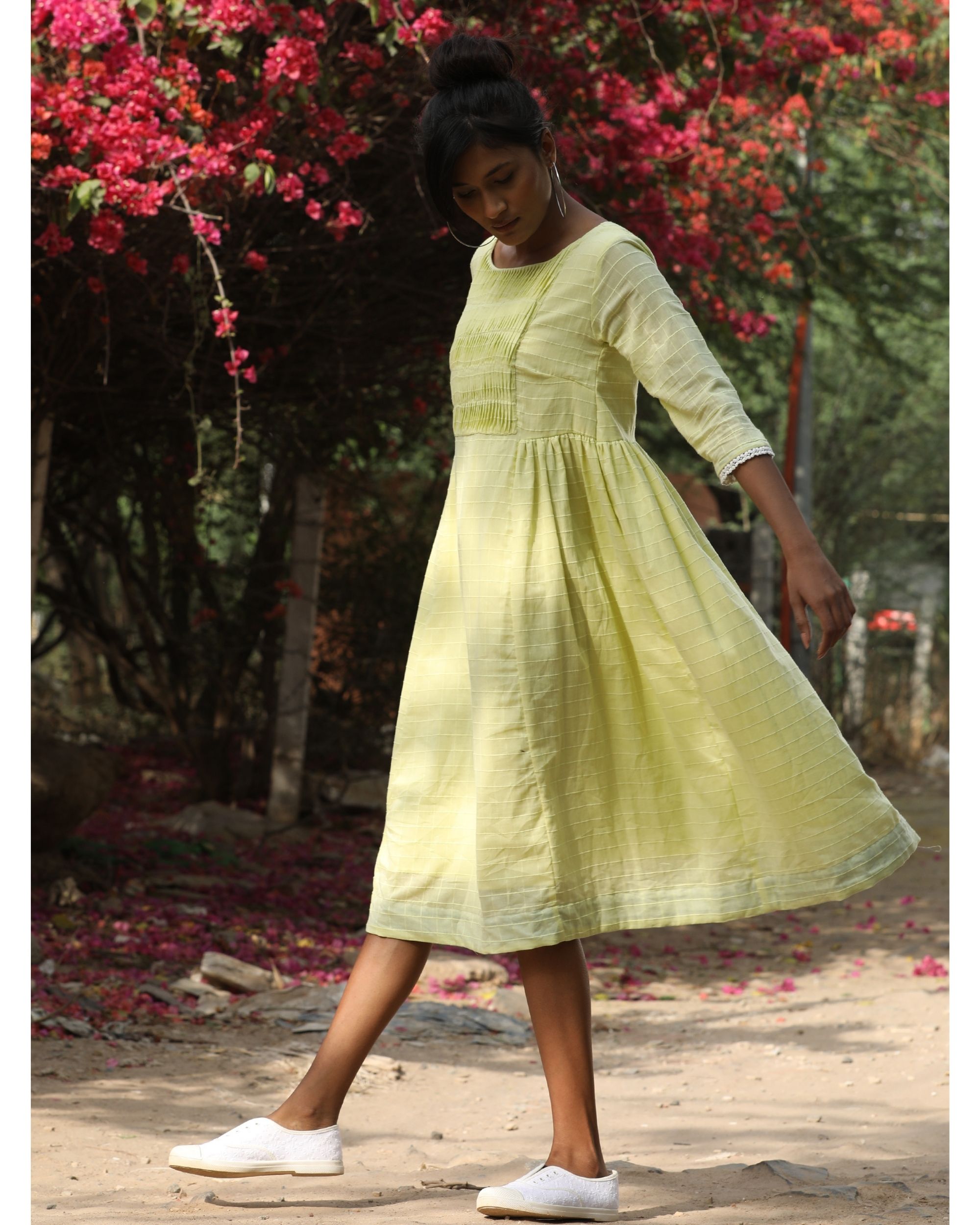 Green cotton dress by Free Living The Secret Label