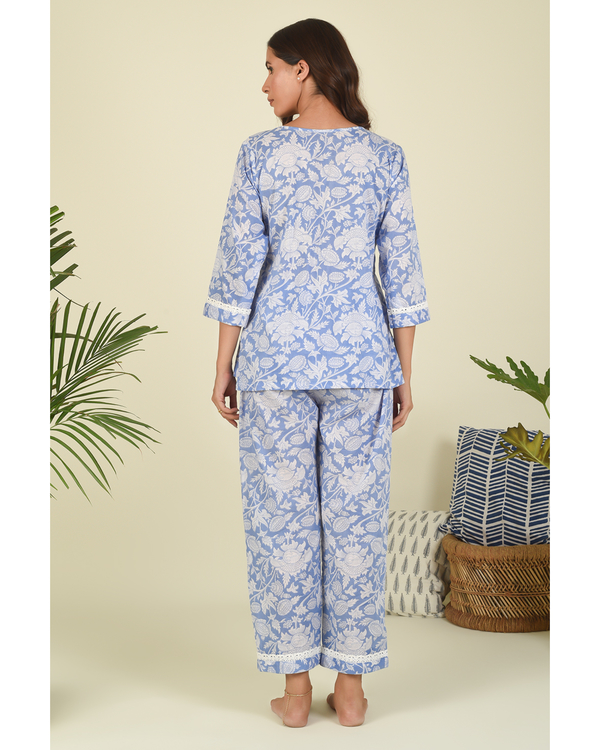 Sky blue hand block printed top 1