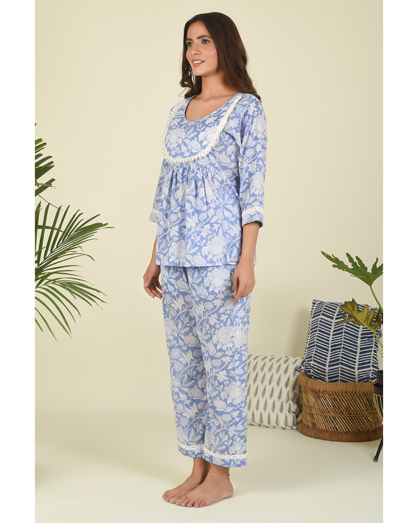 Sky blue hand block printed top 2