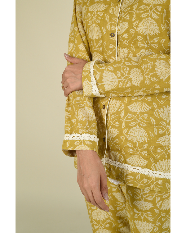 Ochre yellow hand block printed shirt 2