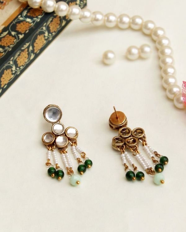 Green Beaded Drop Earrings By Abhika Creations The Secret Label