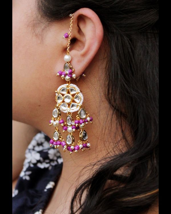 Purple beaded kanauti earrings 2