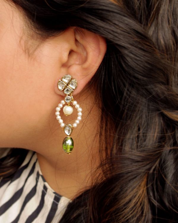 Kundan and pearl loop earrings 1