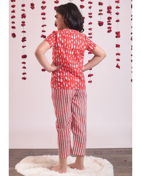 Red fish printed top with striped pants - set of two 1
