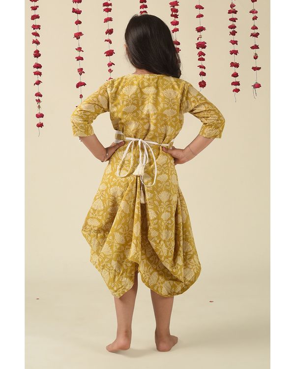 Floral printed cowl dress with belt - set of two 1