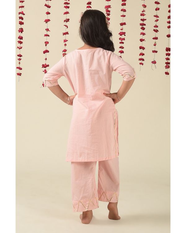 Blush pink gota kurta with pants - set of two 3