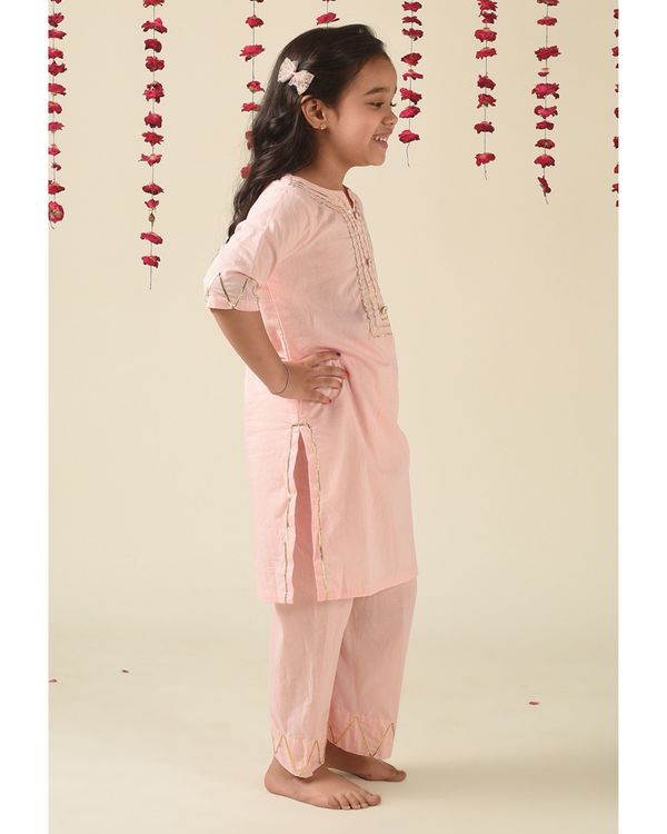 Blush pink gota kurta with pants - set of two 2