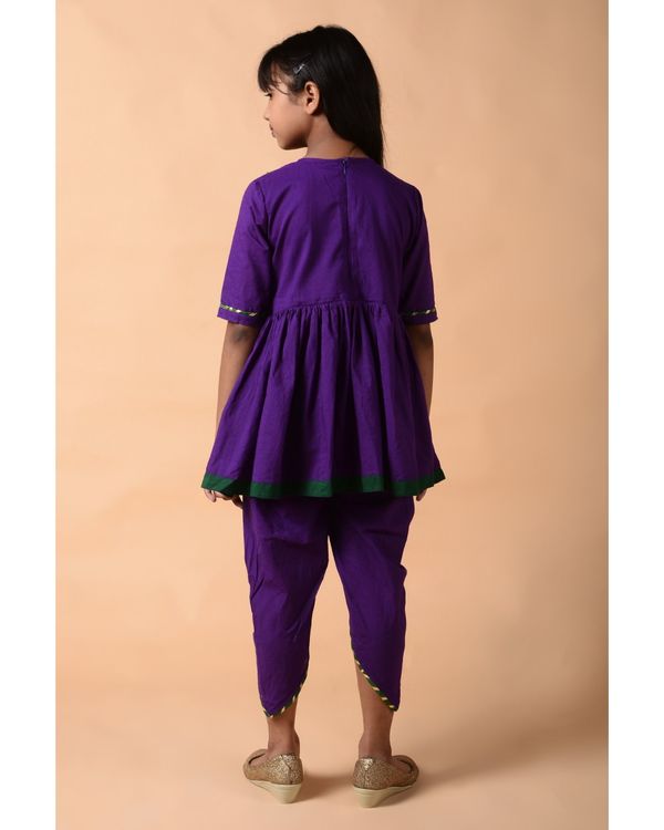 Boho violet kurta with dhoti pants - set of two 2