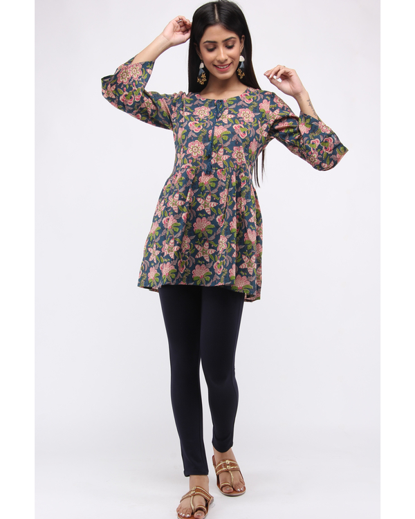 Blue and pink hand block printed top 3