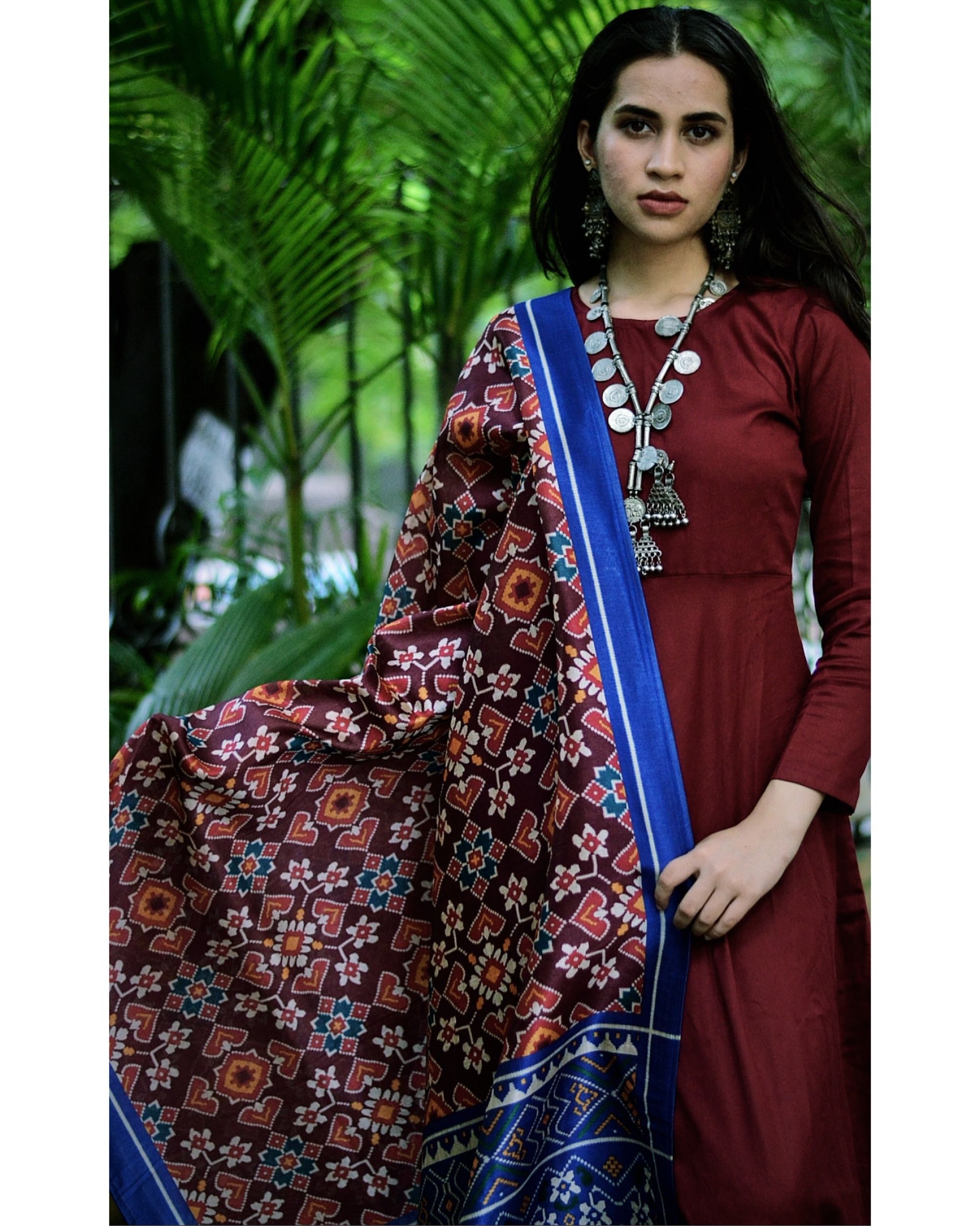Ariyana Couture Patola Print Anarkali Set | Green, Patola Print, Tussar  Georgette, Scoop, … | Fashionable saree blouse designs, Print blouse design,  Lehenga designs