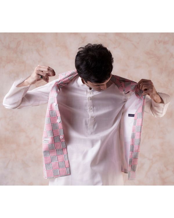 Pink printed nehru jacket 1