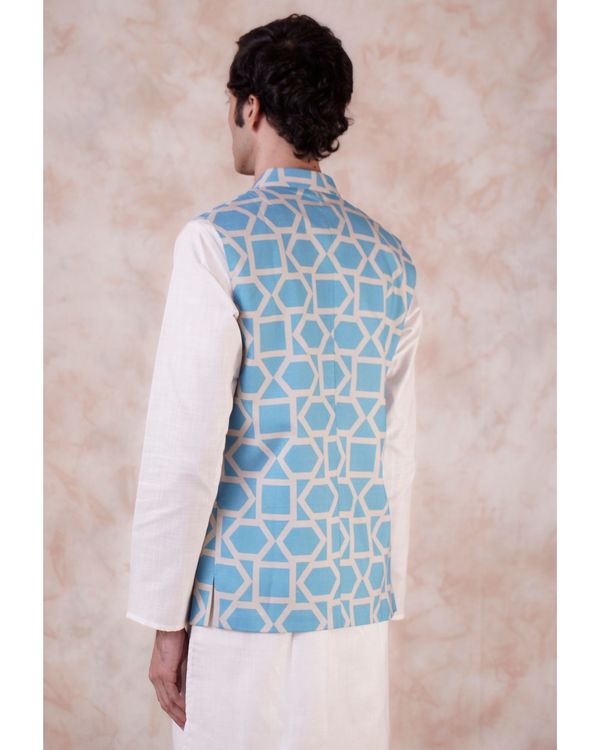 Blue Geometric nehru jacket 1