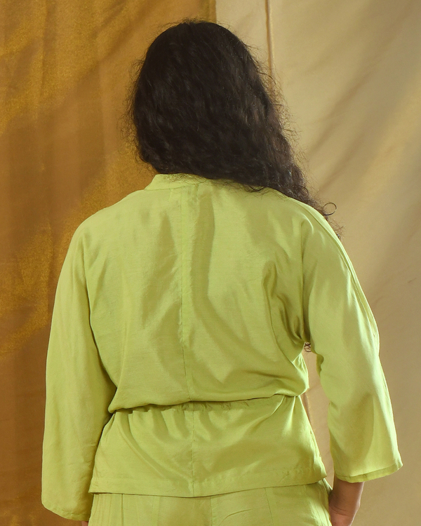 Green sequins peplum top 1