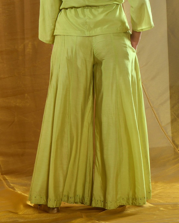 Green sequins detailed palazzo 1