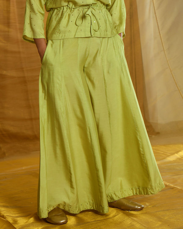 Green sequins detailed palazzo 2