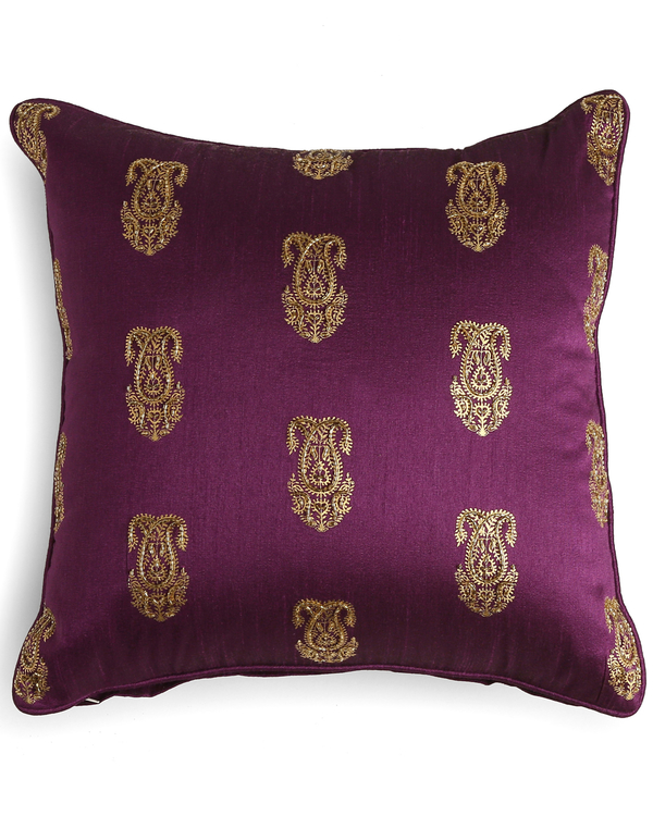 Double paisley foil printed deep purple  cushion covers - set of two 4