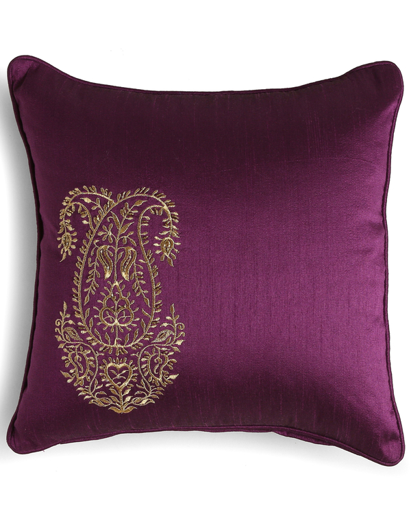 Double paisley foil printed deep purple  cushion covers - set of two 3