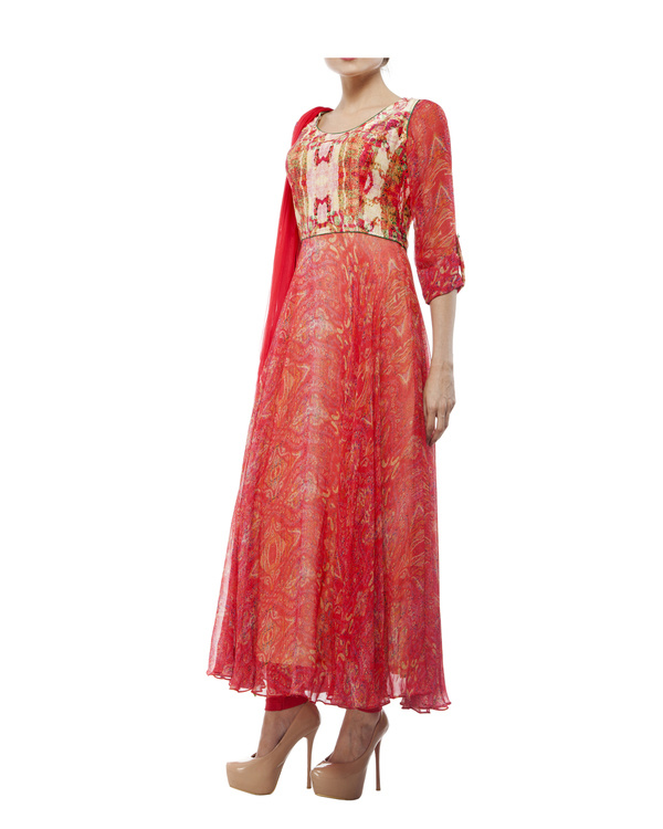 Georgette Silk Digital Printed Anarkali Set By Divyam Mehta The