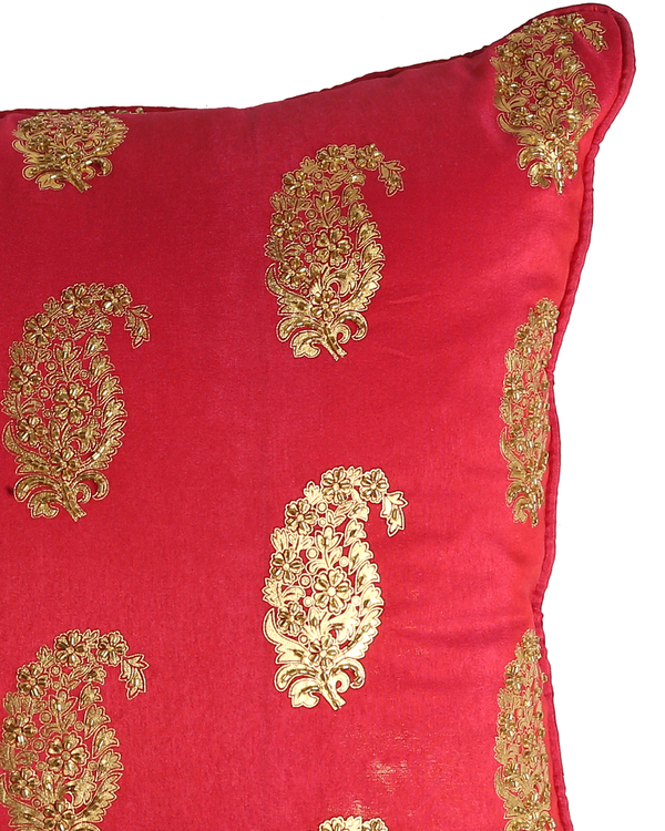 Paisley foil printed fuchsia cushion covers - set of two 2