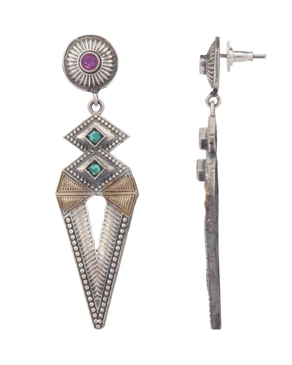 Dual tone tricone earrings 1