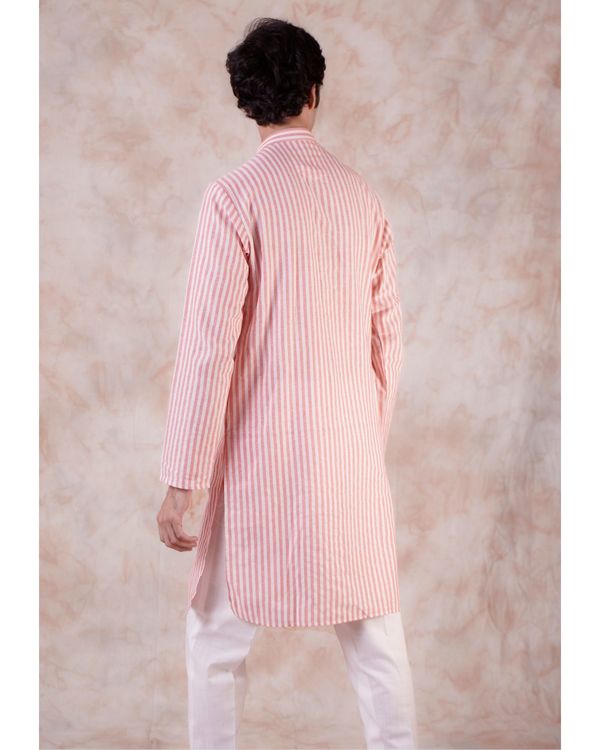 Pink and white striped kurta 1