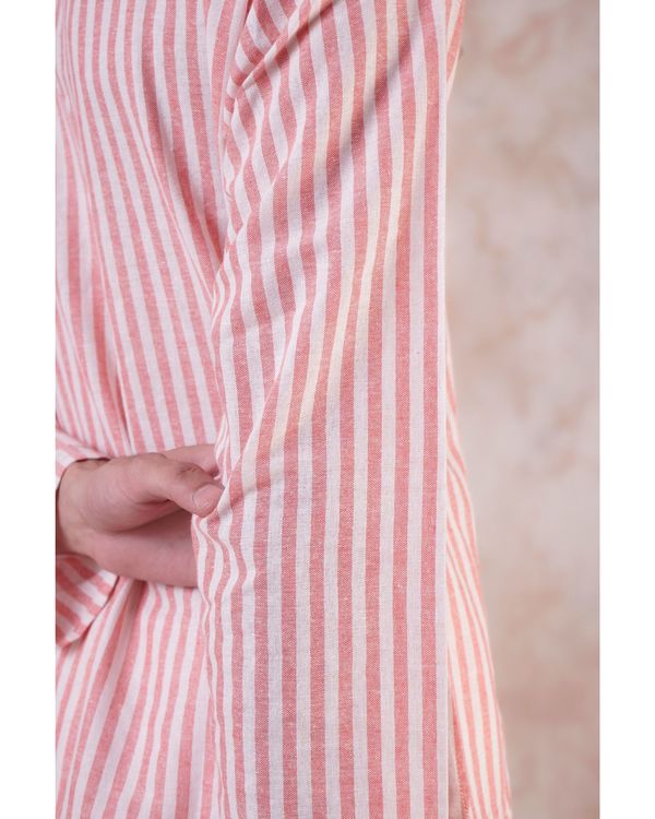 Pink and white striped kurta 2