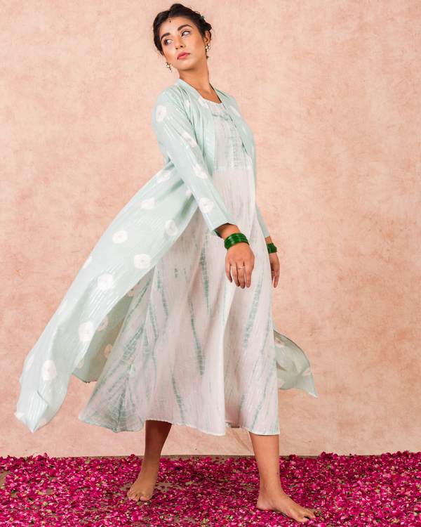 Mint dress with cape - set of two 2