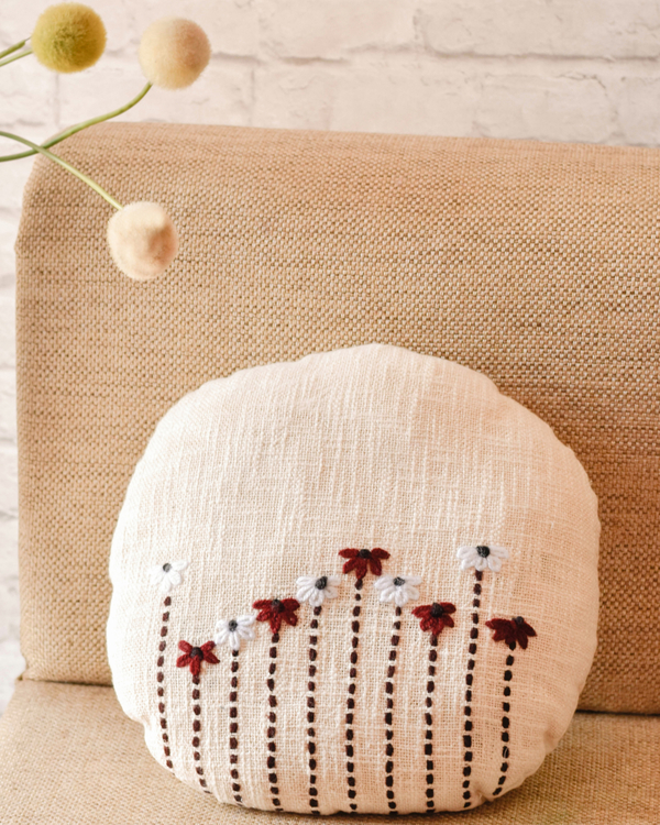 Off-white flora round cushion covers - set of two 1
