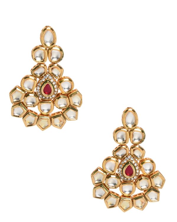 Kundan studded earrings with red stone 2