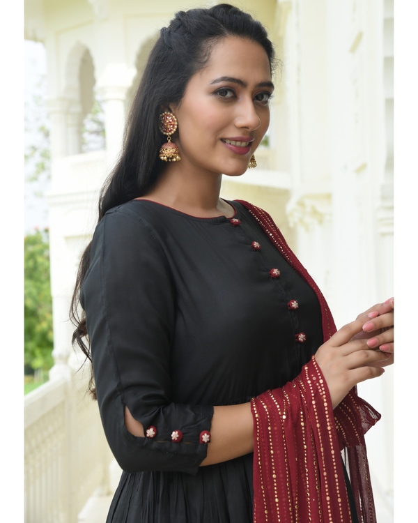 Black and maroon suit set - set of three 3