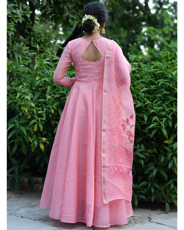 Pastel Pink Dress With Dupatta - Set Of Two 2