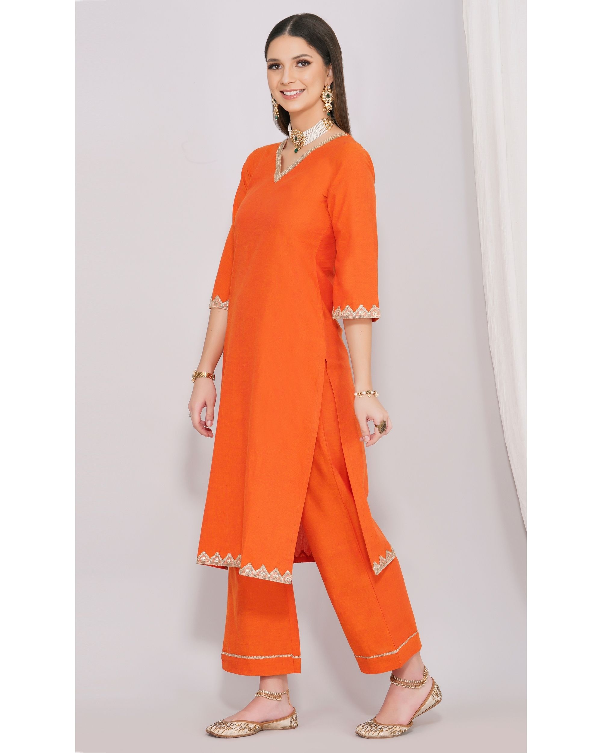 Orange Stitched Rayon Palazzo Suit, Size: S-xxl at Rs 2000/piece in Pushkar