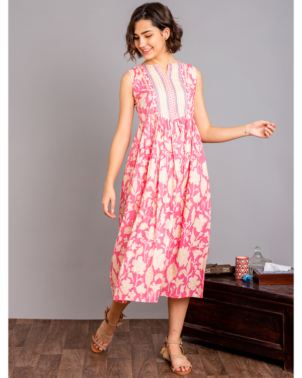 Peach midi a-line dress 2