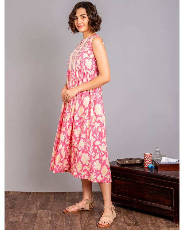 Peach midi a-line dress 3
