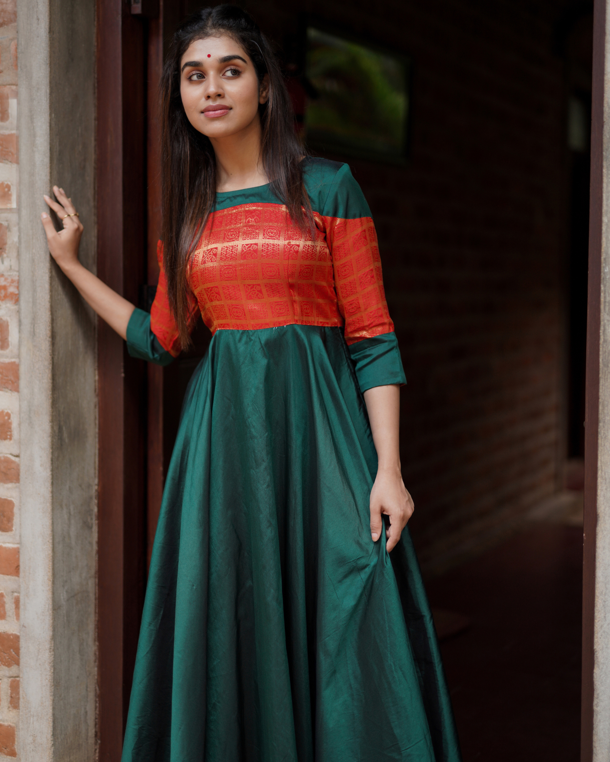 Buy Sky Blue Silk Dress with Printed Chanderi Jacket and Belt- Set of 2 |  GD3321/TAO3 | The loom