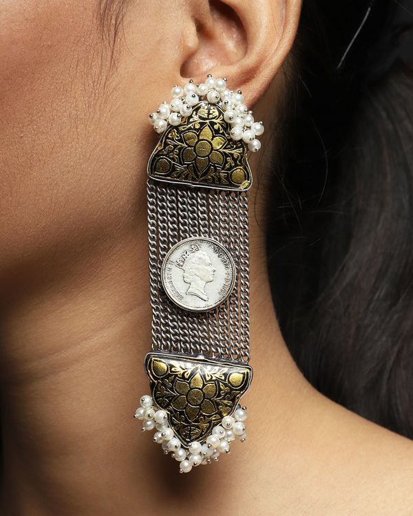 Oxidized tasseled earrings 1