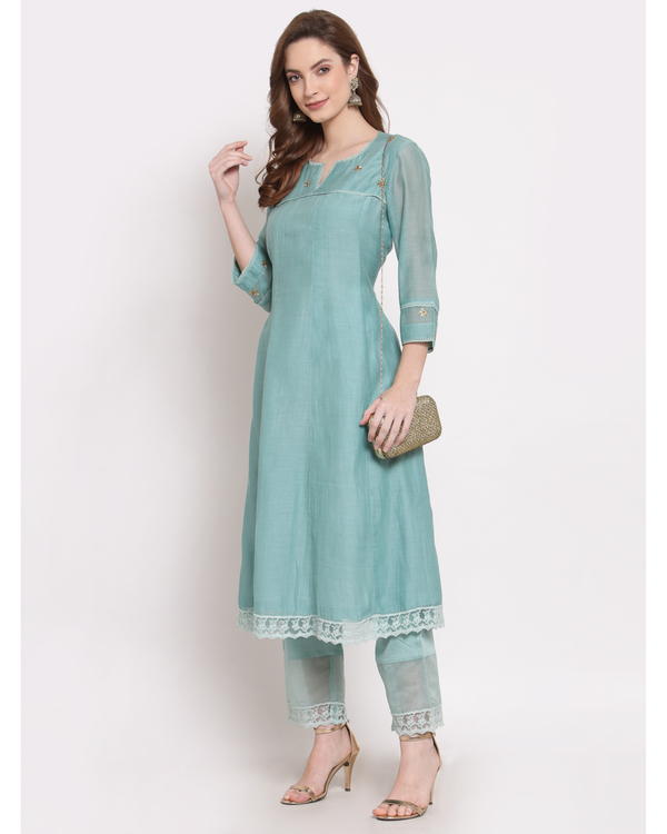 Jade hand embroidered chanderi kurta 2