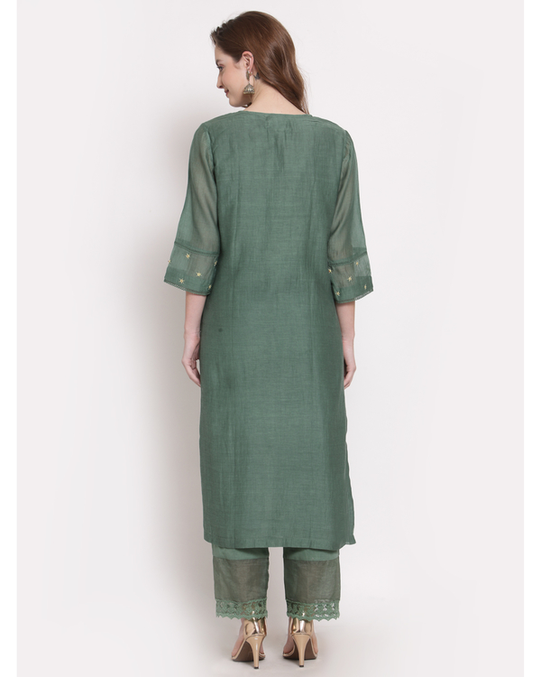 Green hand embroidered chanderi kurta 1