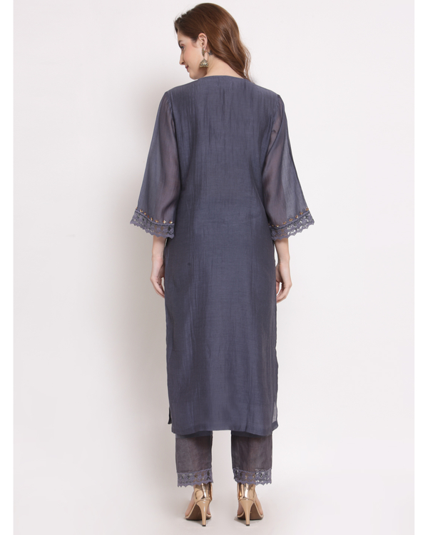 Grey hand embroidered chanderi kurta 1