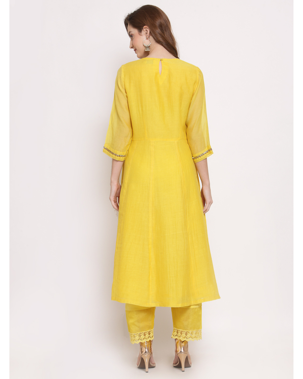 Yellow hand embroidered chanderi kurta 1