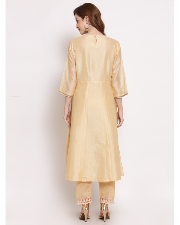 Beige hand embroidered chanderi kurta 1