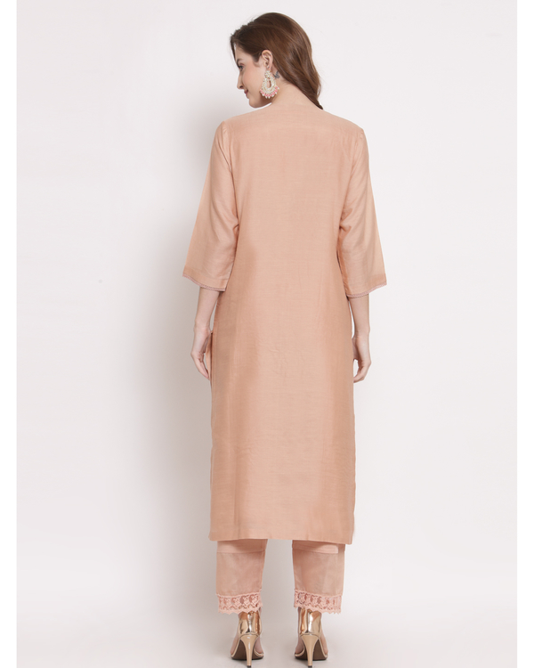 Light brown hand embroidered chanderi kurta 1