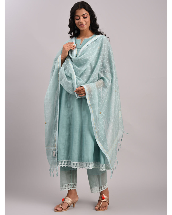 Jade hand embroidered organza dupatta 2