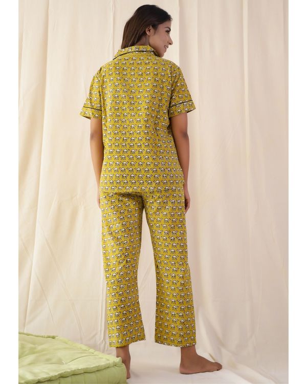 Camel print cotton night suit - set of two 1