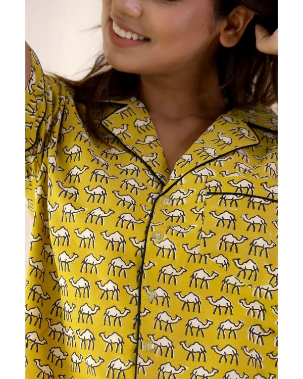 Camel print cotton night suit - set of two 3