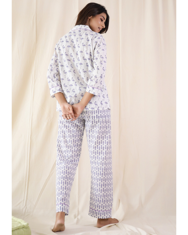 Flamingo print cotton night suit - set of two 1